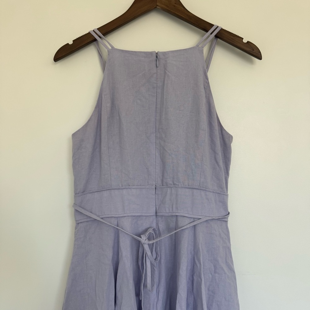 Size 8 Gal Meets Glam Caroline Linen Blend Fit & Flare Light Purple Midi Dress - Picture 9 of 16